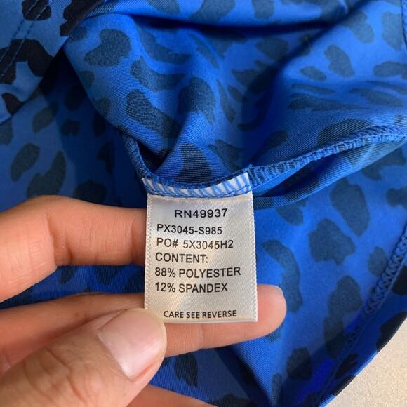 Tail Tank Top Womens S Small Blue Black Fall Giza Leopard Print V Neck Tennis - Picture 8 of 10